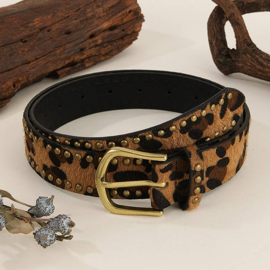 LEOPARD PRINT INLAID CLAW NAIL FASHION BELT