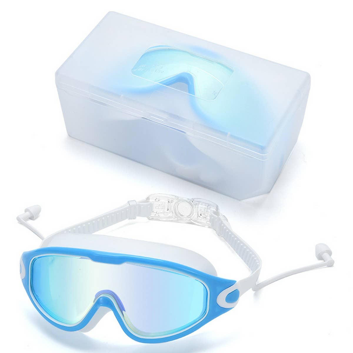 Large Frame Swim Goggles, HD Anti-Fog Mirror Lens