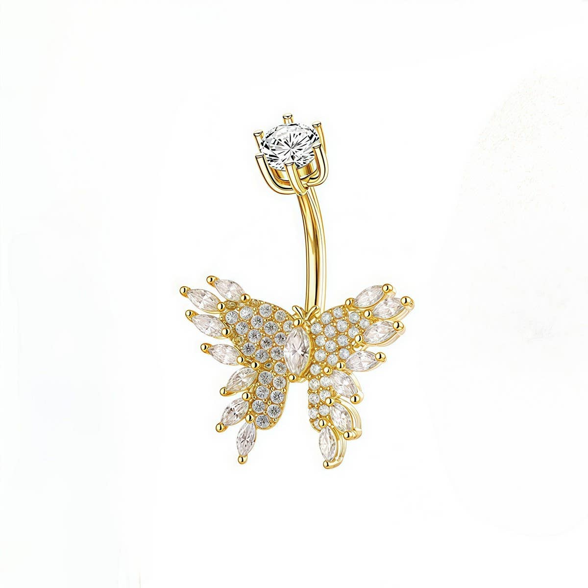 New CZ Butterfly Stainless Steel Navel Ring