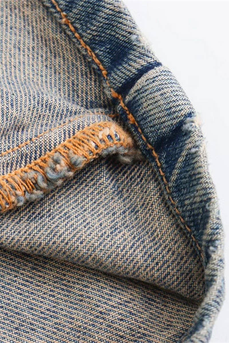 CWDSD6654_LAPEL LOOSE LONG-SLEEVED DENIM DRESS