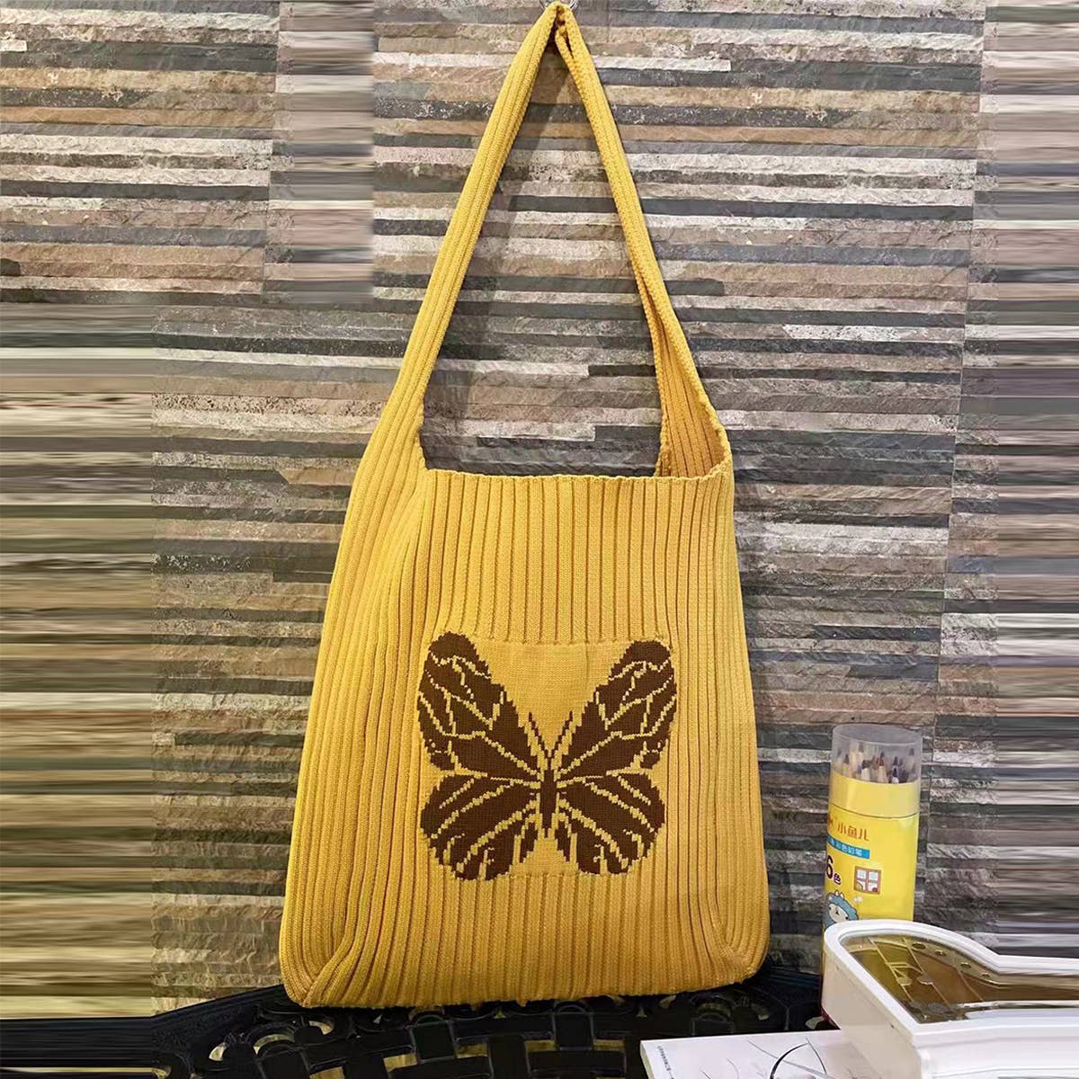 WOMEN BUTTERFLY KNITTING HOBO BAG_CWAB0836