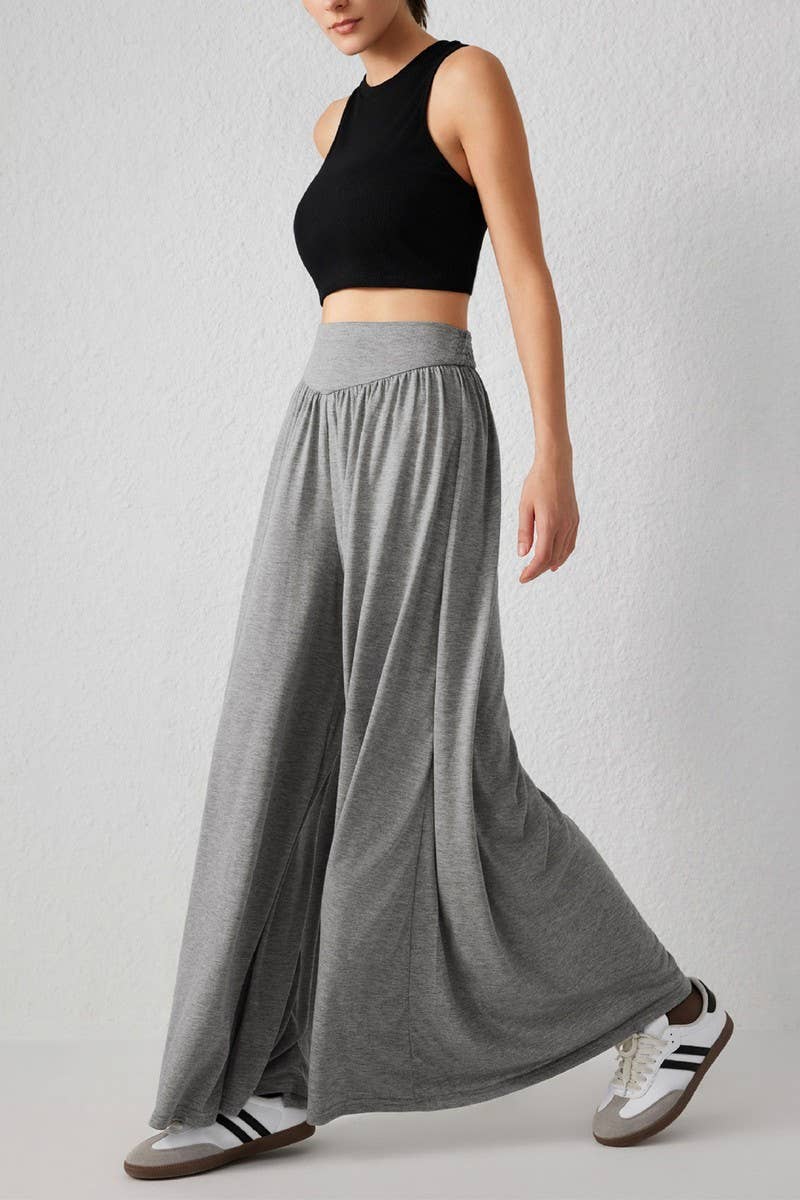 CWBLP1863_SOLID COLOR CASUAL HIGH WAIST WIDE LEG PANTS