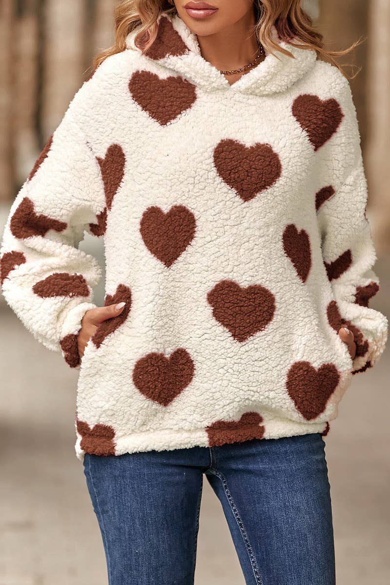 WOMEN FASHIONABLE LOVE PRINT FLEECE HOODIE_CWOHOL0363