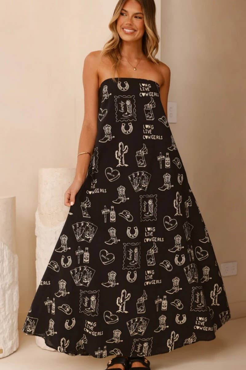 CWDMD5925_SUMMER NEW TUBE TOP A-LINE LONG DRESS FOR WOMEN