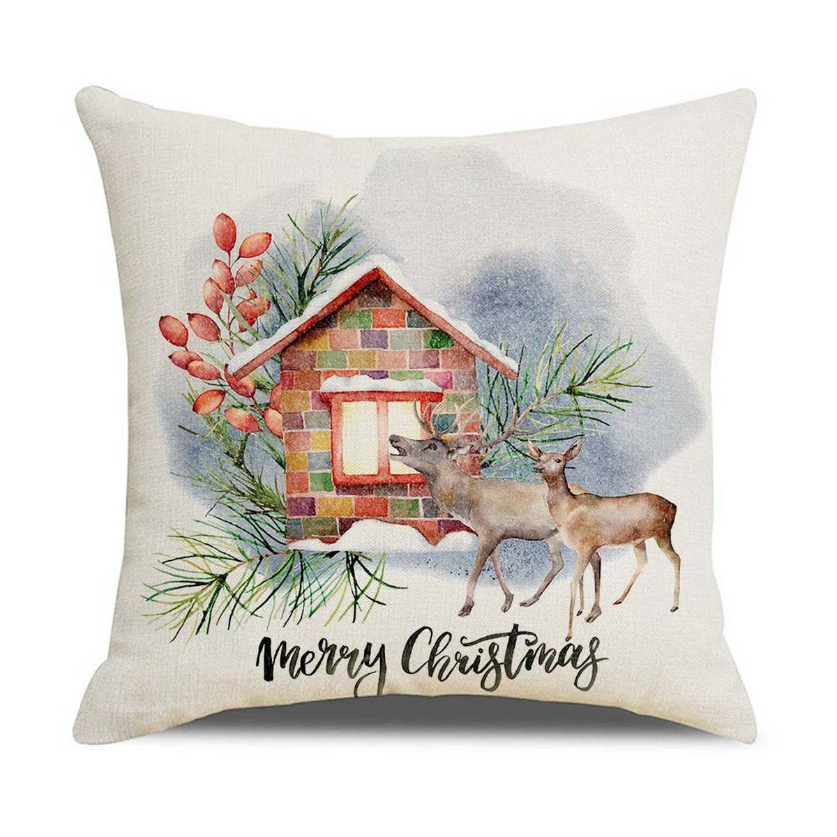 VINTAGE FARM ELK CHRISTMAS PILLOWCASE