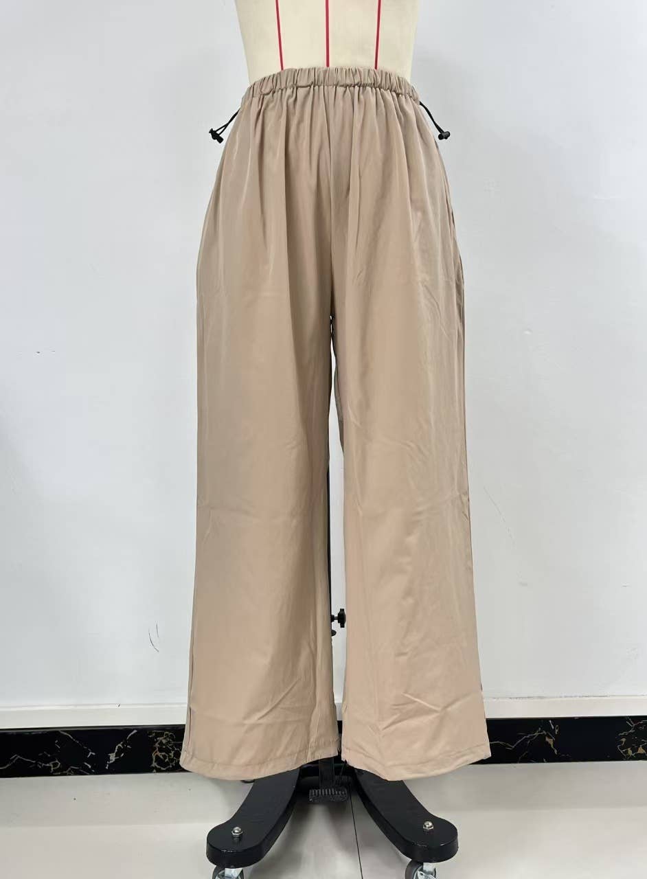 Stretched-waist wide-leg sportswear pants