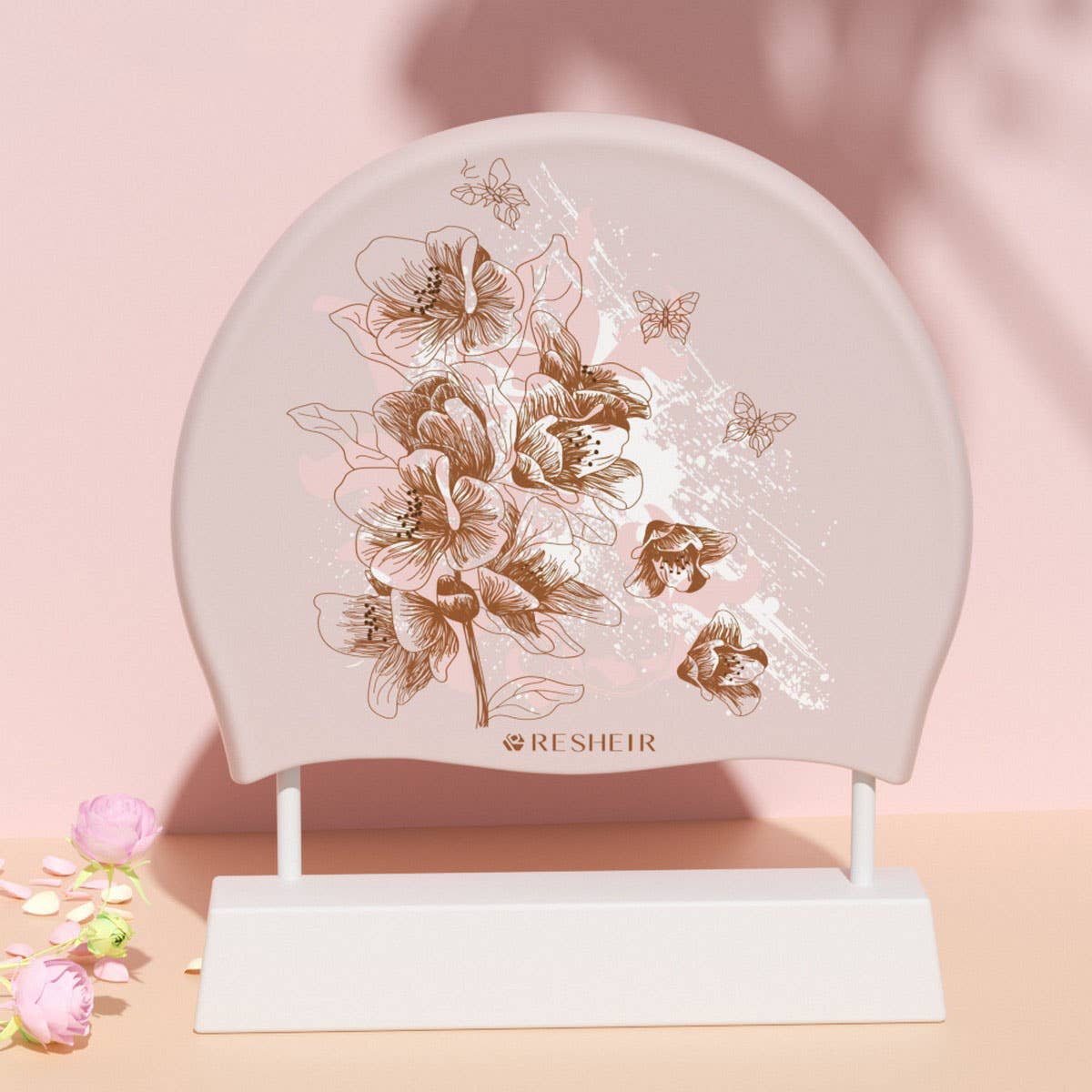 Adult Women's Swim Cap, Floral, Waterproof_CWMM6711