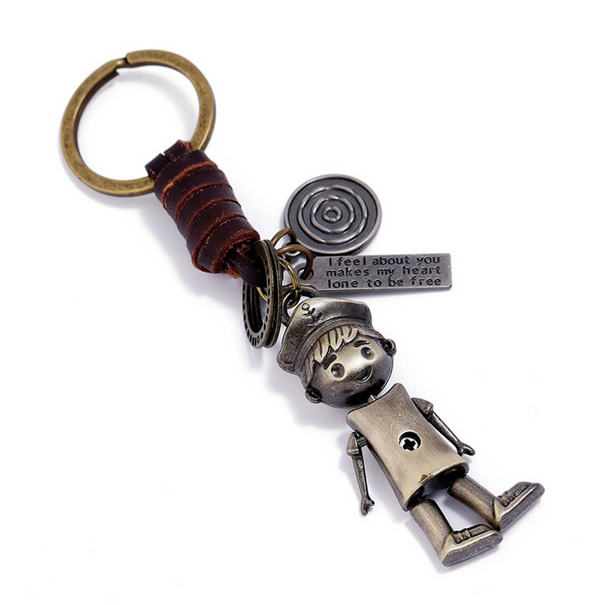 VINTAGE HAND-WOVEN ROBOT COWHIDE KEYCHAIN
