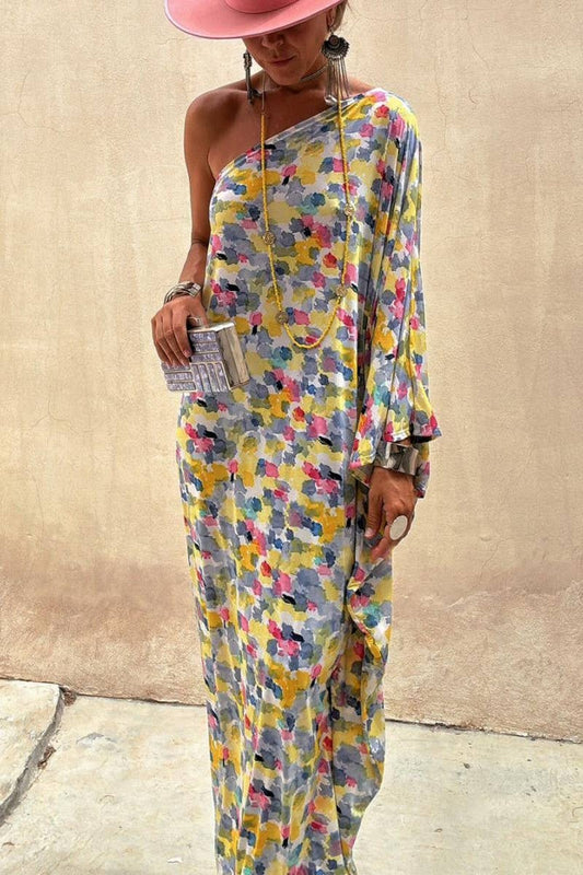 CWDMD5860_PRINTED OFF-SHOULDER LOOSE DRESS