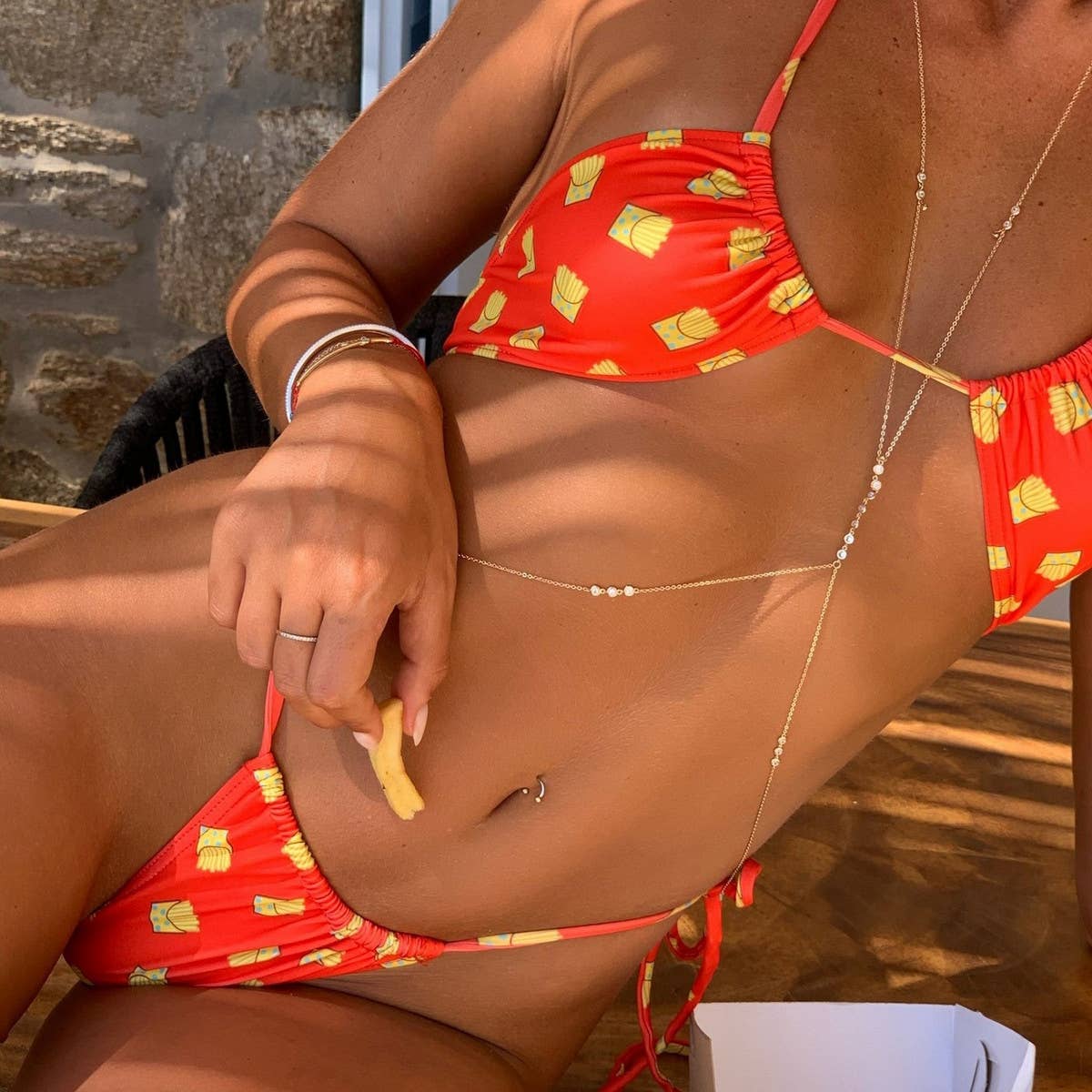 FASHIONABLE STRAPPY PRINTED SWIMSUIT