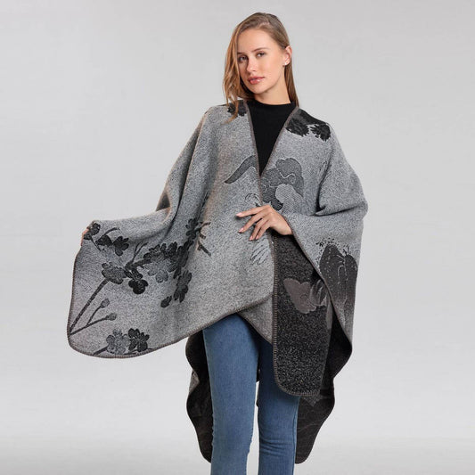 SHAWL VINTAGE SCARF FAUX CASHMERE SLIT WARM CAPE