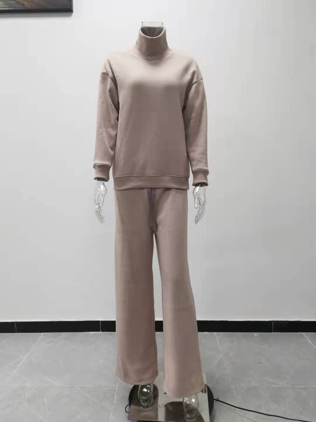 KNIT LACE-UP FASHION CASUAL TWO-PIECE SUIT