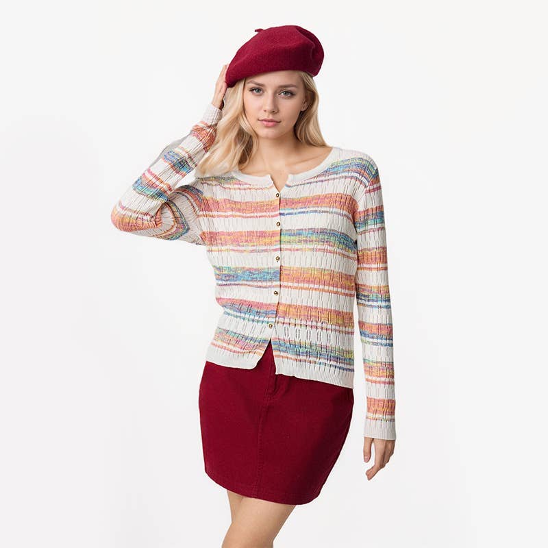 THIN HOLLOW CARDIGAN HIGH WAIST KNIT TOP