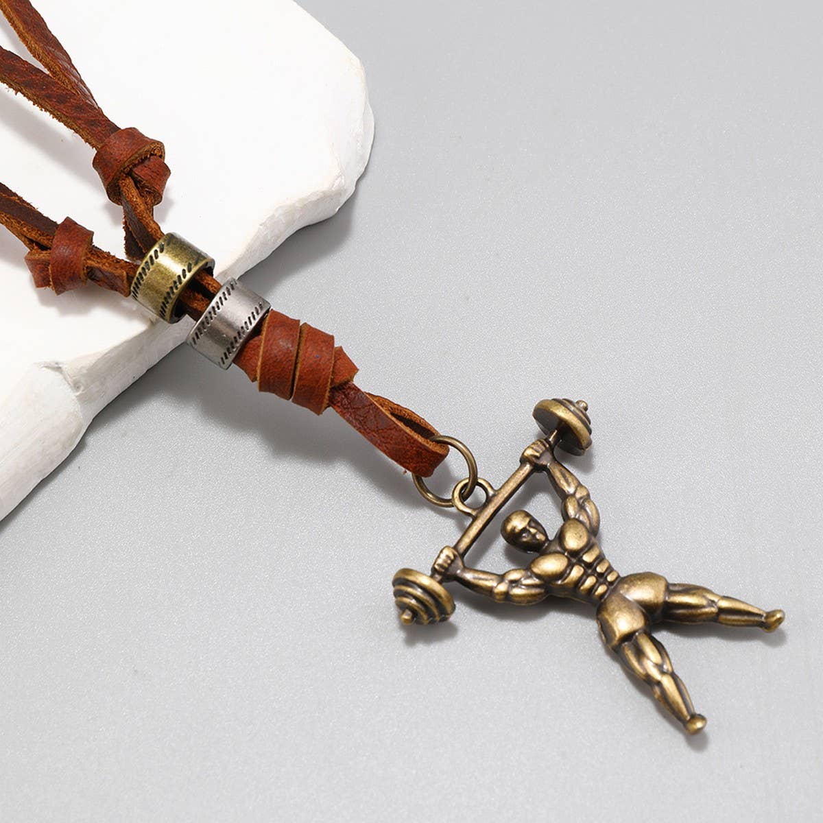 VINTAGE SPORT PENDANT LEATHER NECKLACE