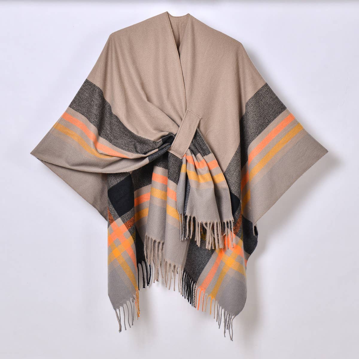 COLORFUL TASSEL STRIPED TIE SHAWL