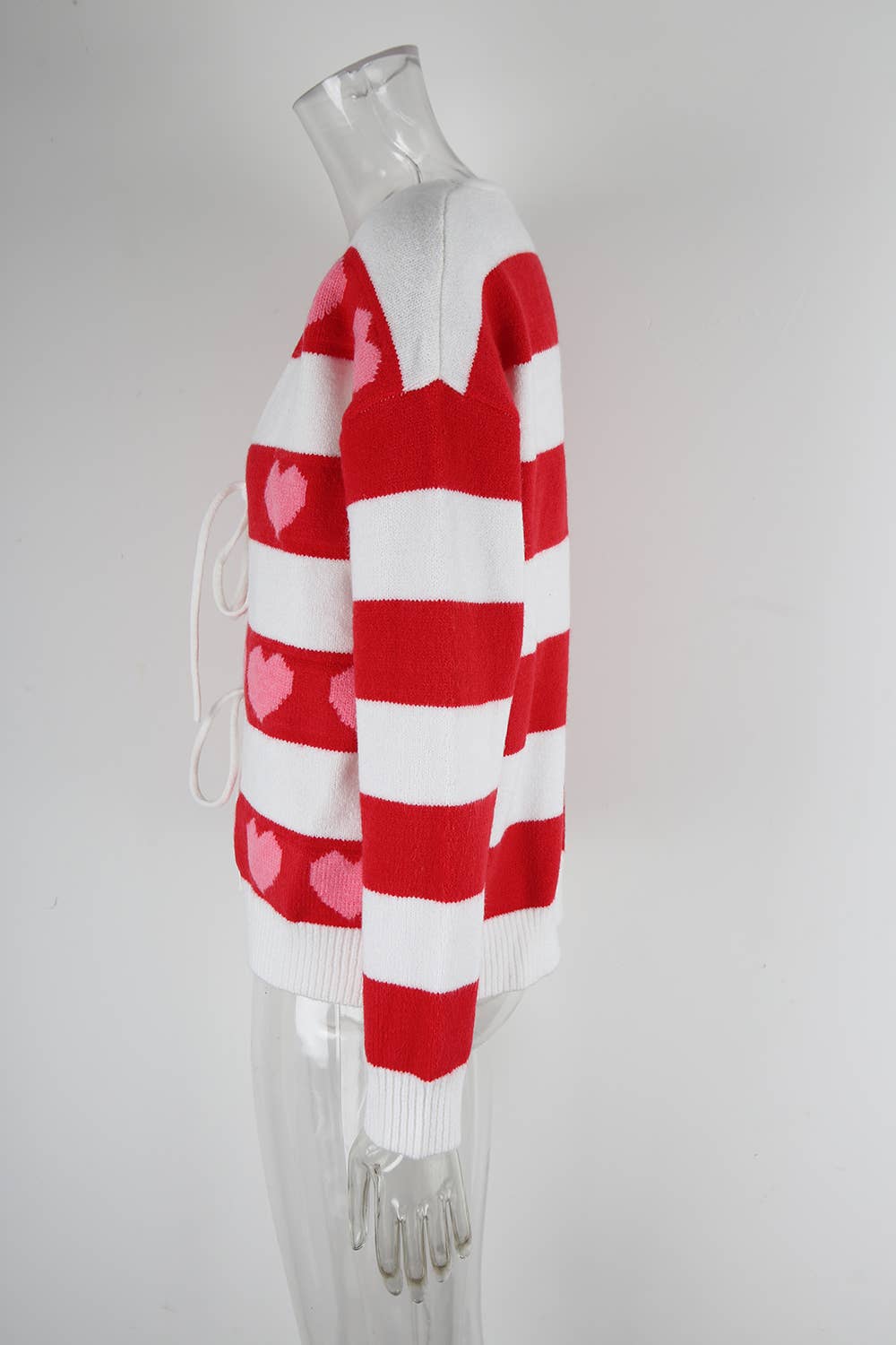 Valentine's Day heart-shaped drawstring cardigan