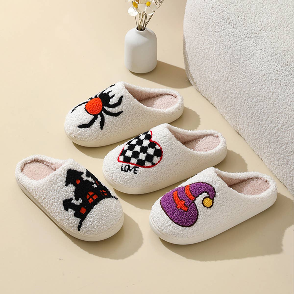 HALLOWEEN CARTOON PATTERN WARM COTTON SLIPPERS