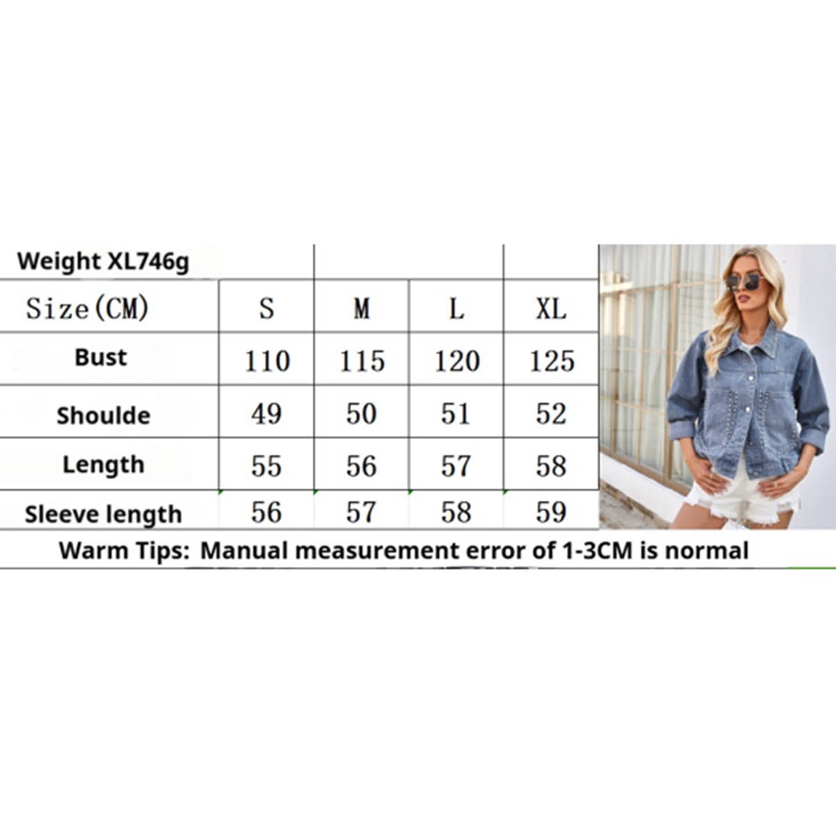 Punk Studded Washed Denim Jacket ??Loose Fit_CWOCO1196