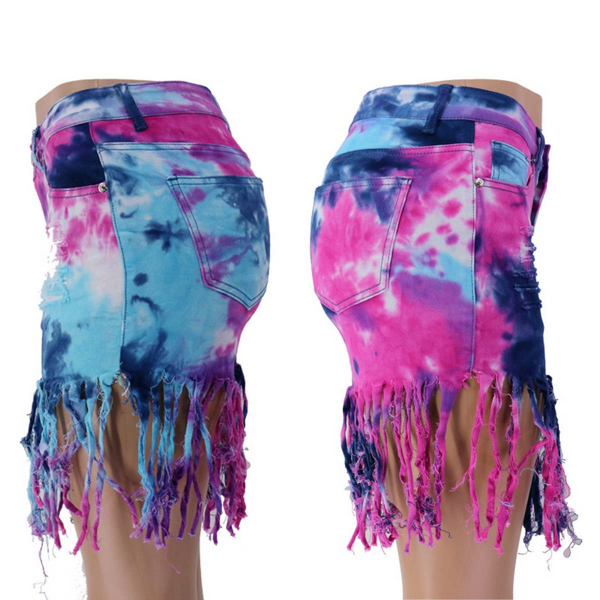WOMENS DENIM SHORTS WITH TASSELS_CWJS0076