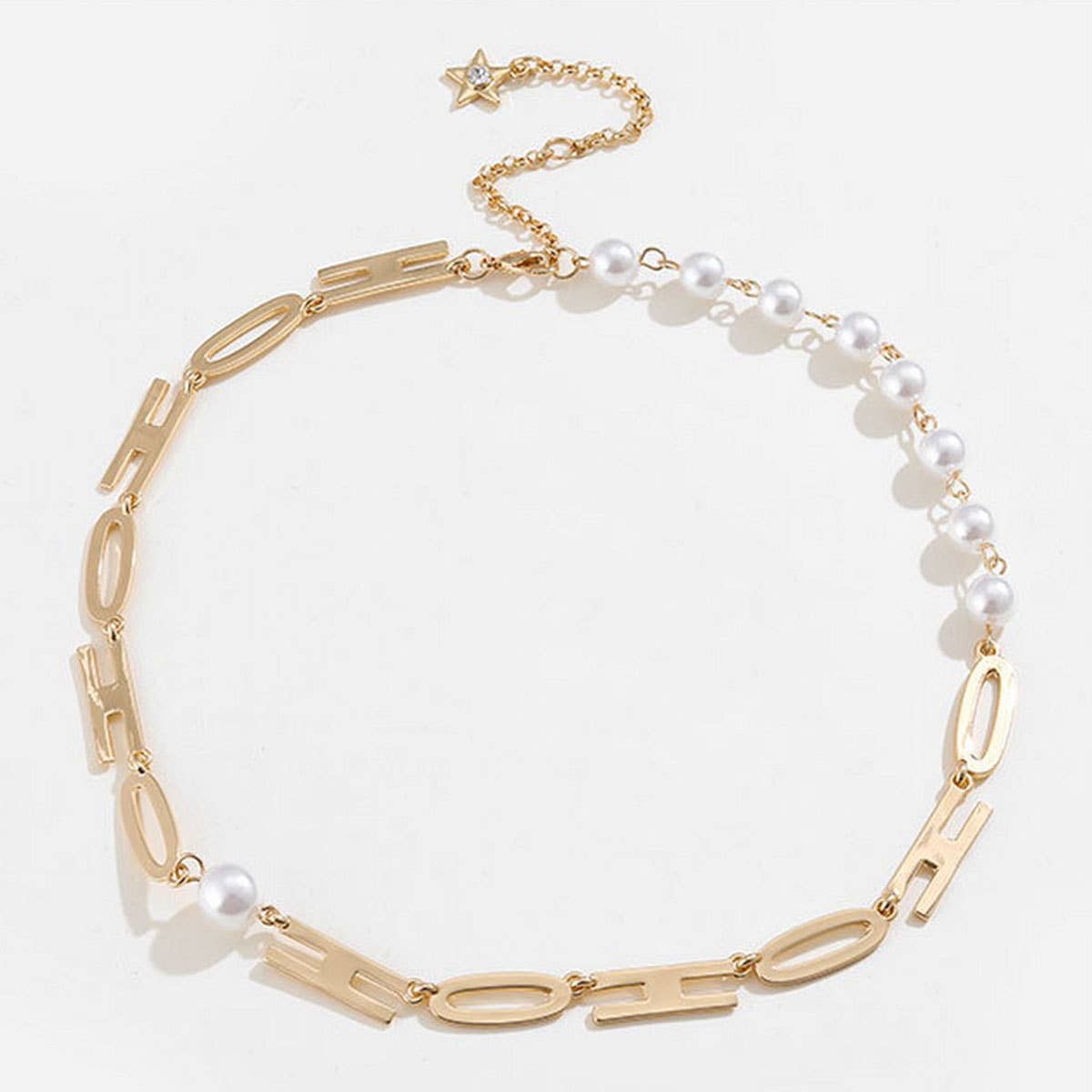 METAL LETTER IMITATION PEARL NECKLACE FOR WOMEN