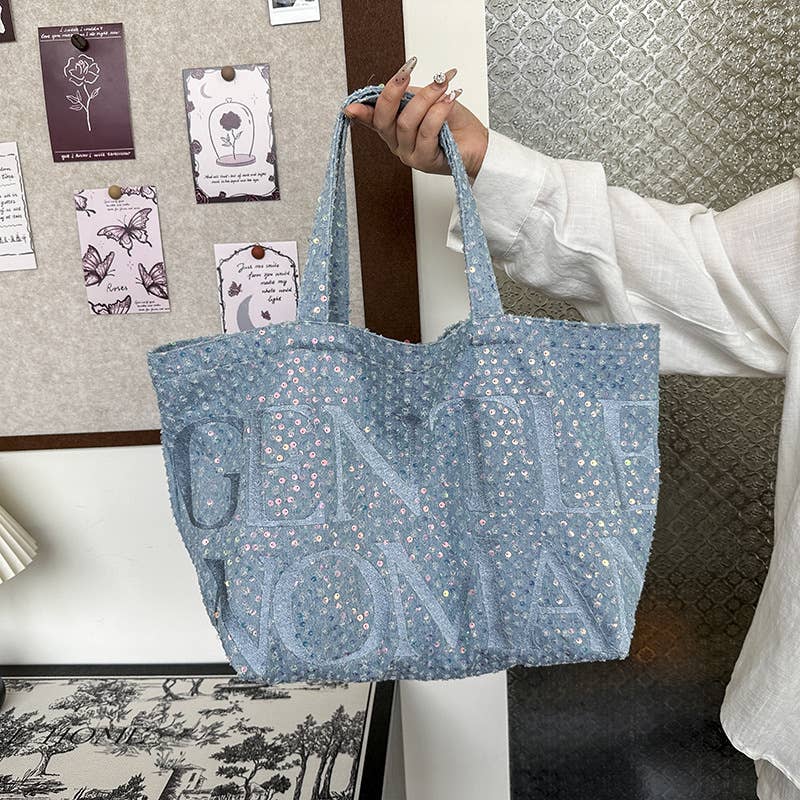 Niche design trendy sequin large-capacity bag