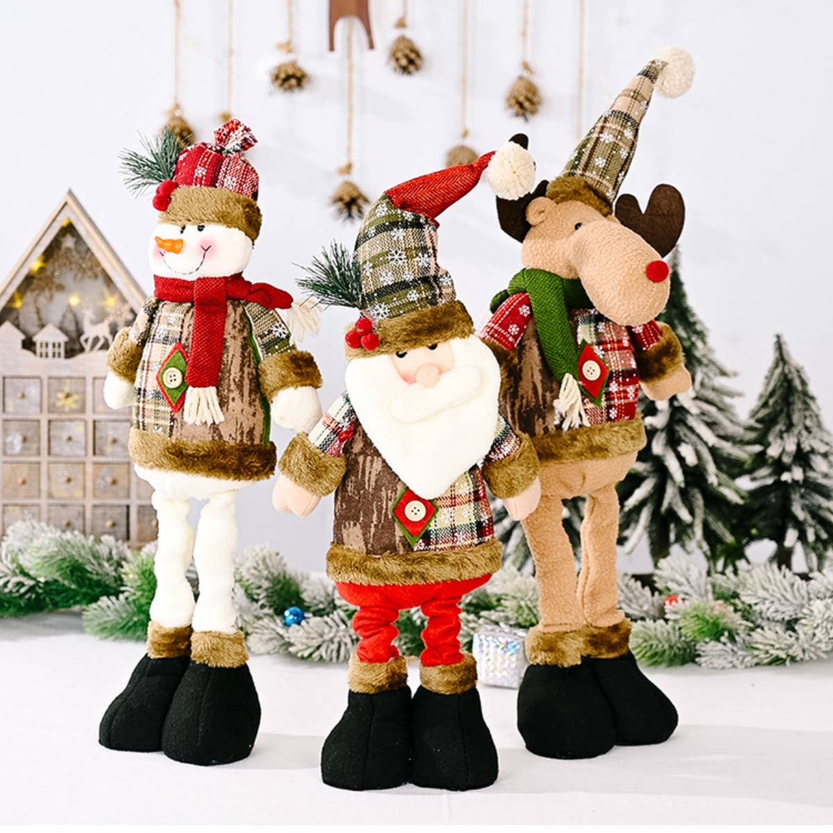 CWMM2993_SANTA CLAUS SNOWMAN DEER TELESCOPIC FIGURE
