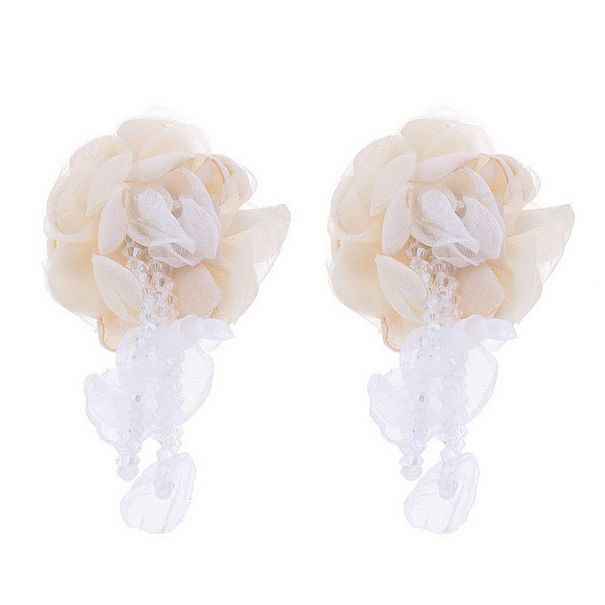 Statement Fabric Flower Earrings with Crystals_CWMM6252