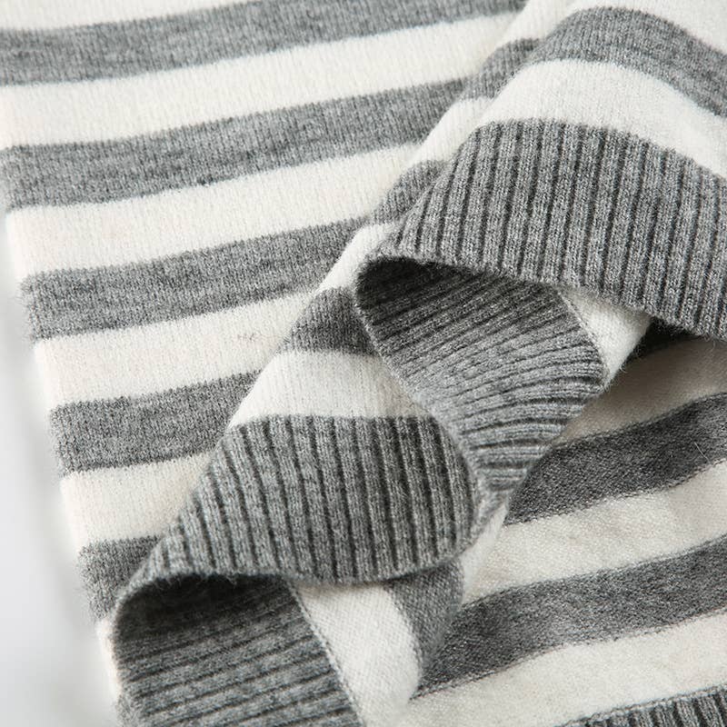 SIMPLE SLOUCHY STRIPED V-NECK SWEATER FOR GIRLS