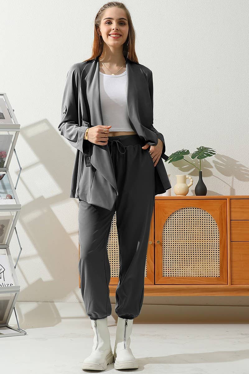 CWOCAL539_OVER LOOSE FIT TRENCH CARDIGAN WITH DRAWSTRING