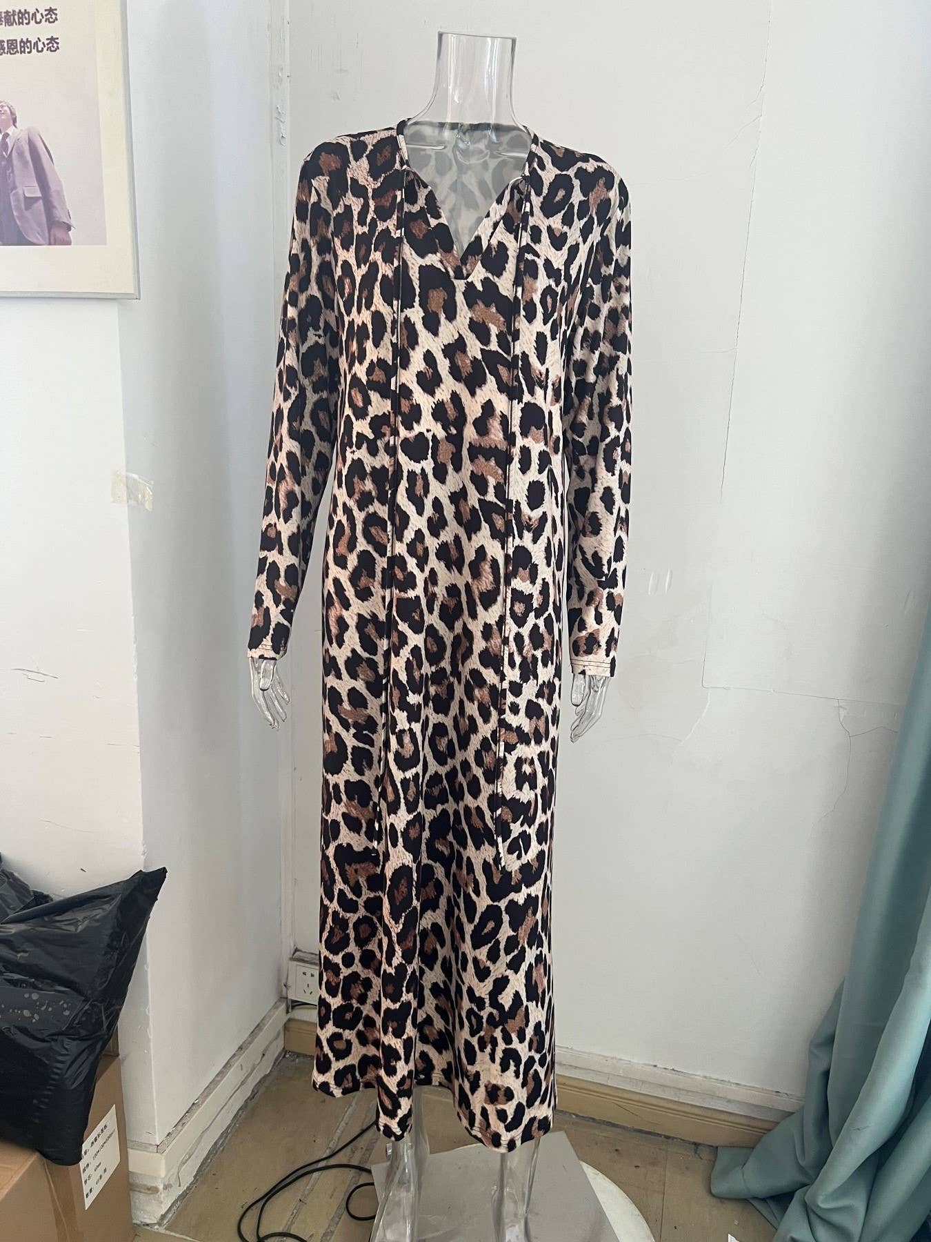 LEOPARD PRINT CASUAL PULLOVER STYLE DRESS