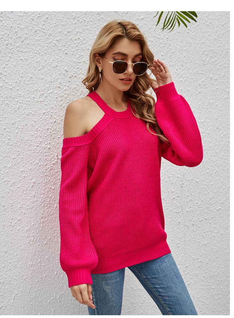 FASHION CASUAL SOLID COLOR LONG SLEEVE KNITWEAR