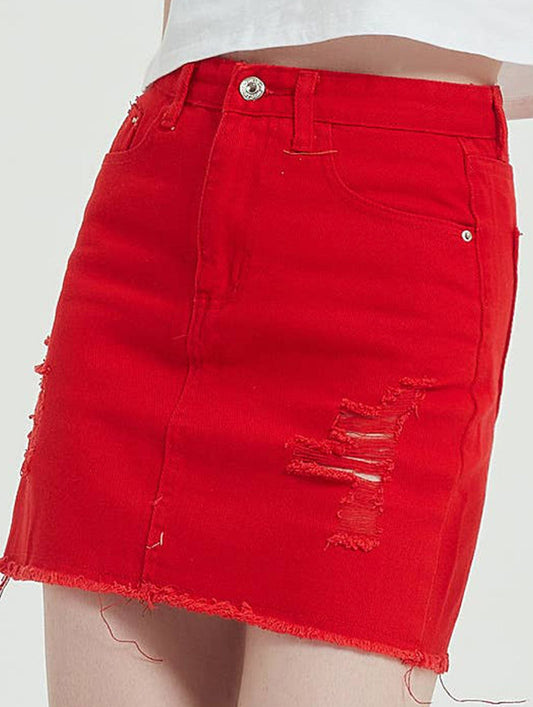 DENIM HIGH-WAISTED SKIRT WITH HIP WRAP_CWJSK0105