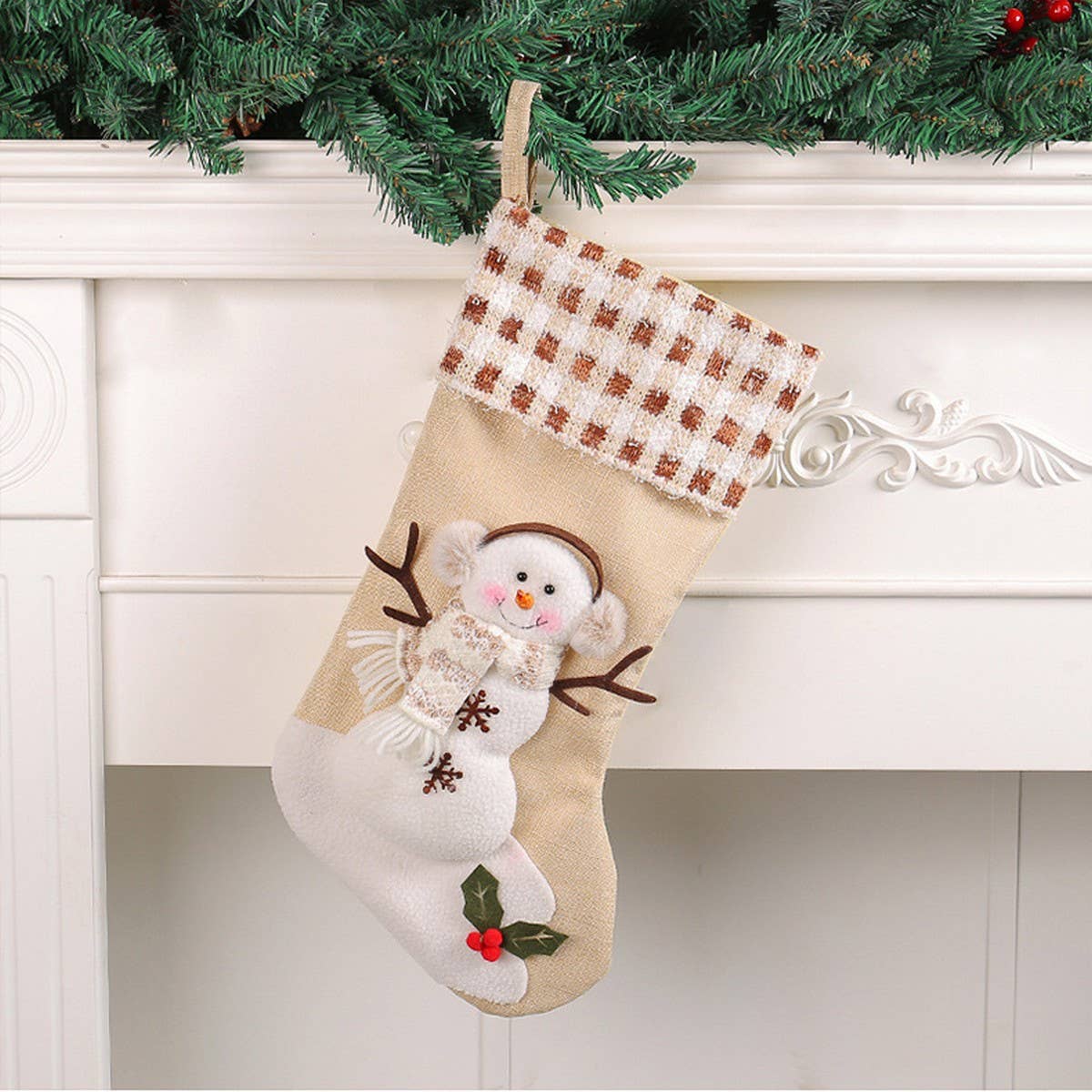LARGE SNOWMAN CHRISTMAS SOCK STRIPED GIFT BAG_CWMS1445