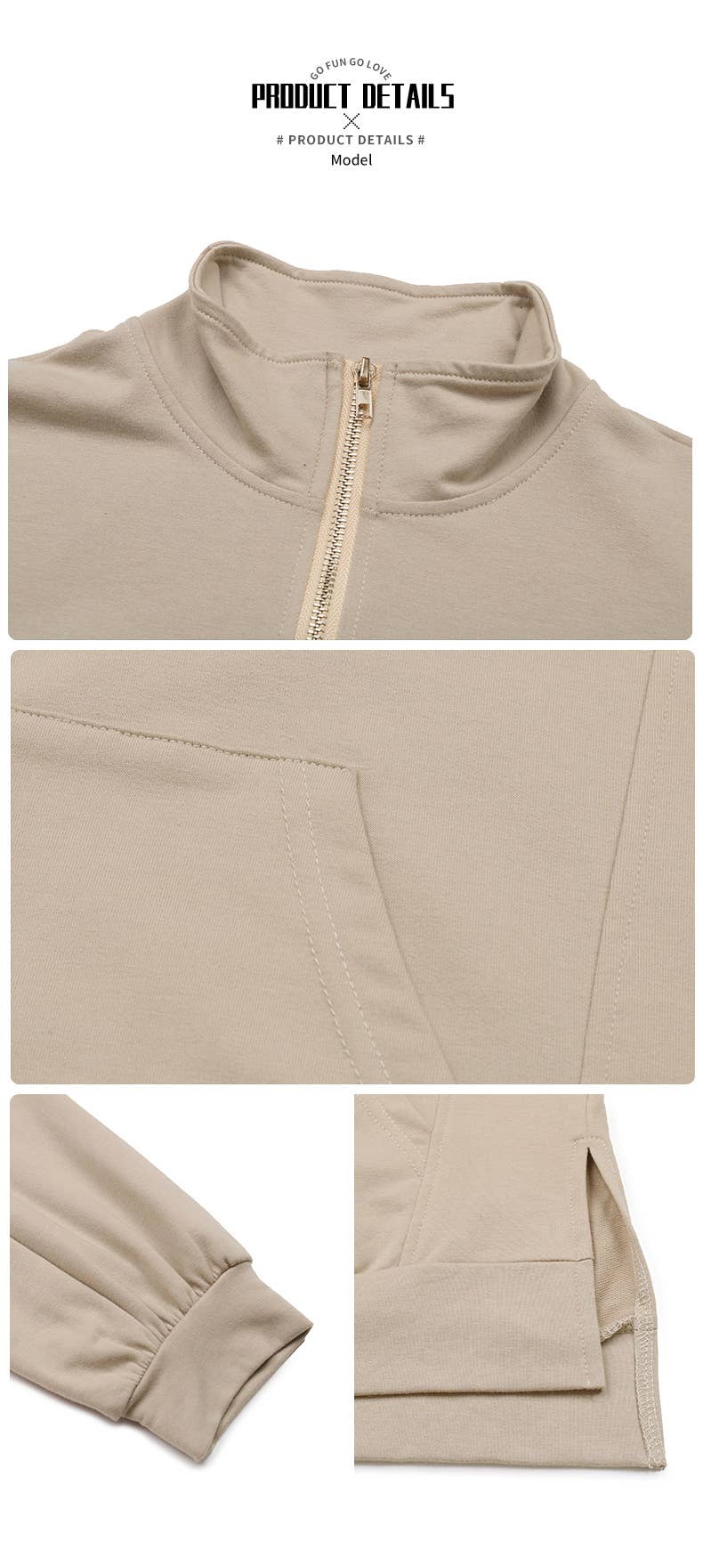 LAPEL LONG SLEEVE TOP ZIPPER LOOSE CASUAL HOODIE
