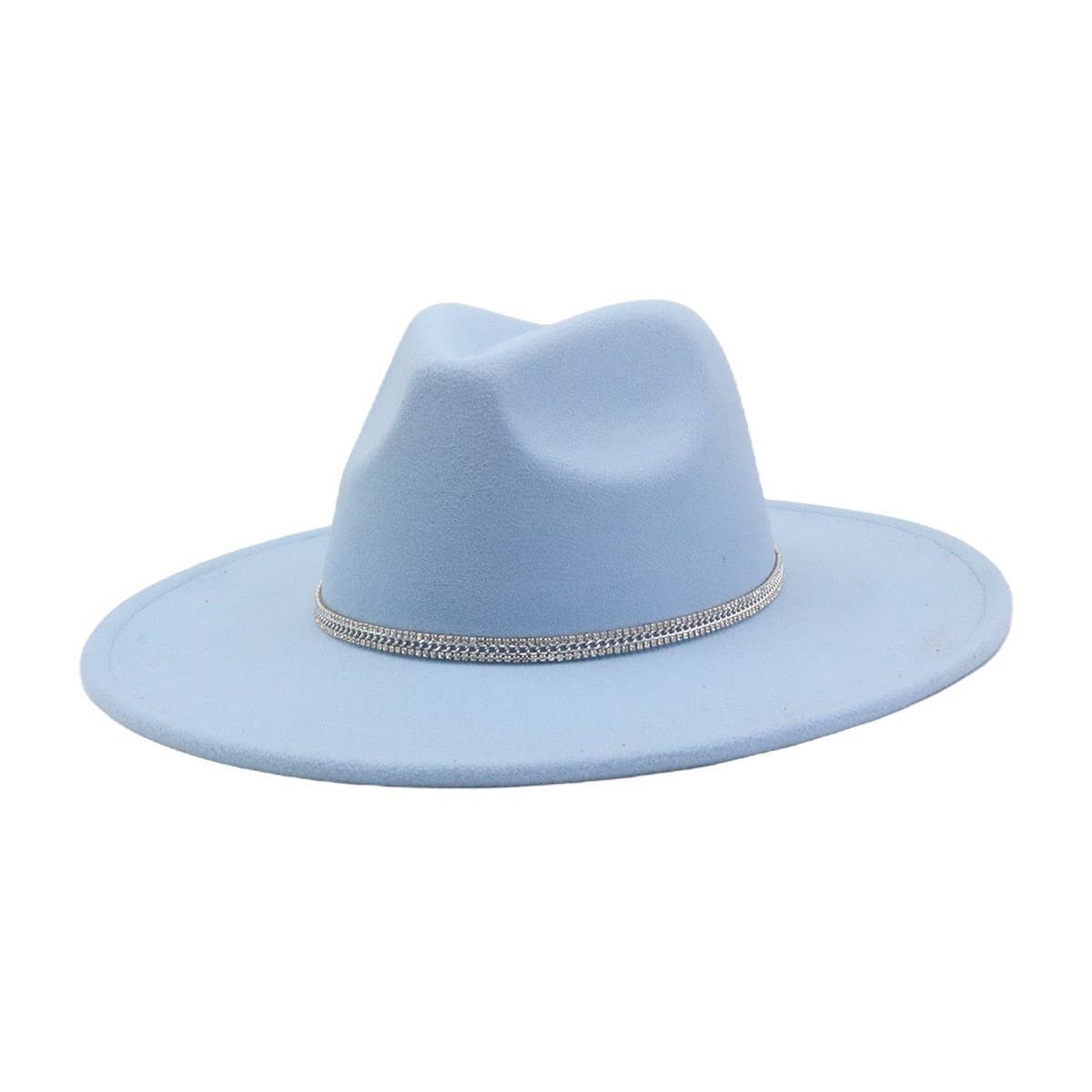 Unisex Wool Fedora Hat Ethnic Flat Brim Style_CWAH04402