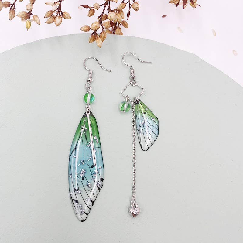 Fashionable imitation cicada wing earrings