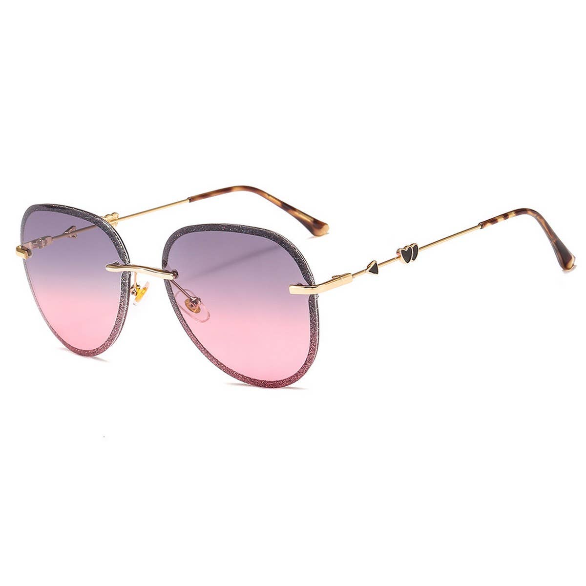 Trendy Frameless Metal Heart Cupid Sunglasses