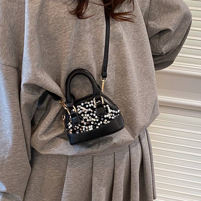 Mini sequin versatile crossbody shell bag