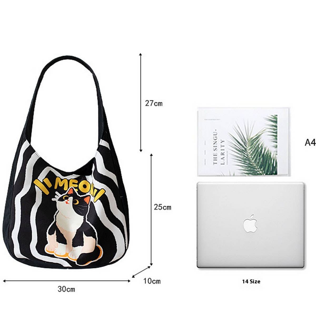 Cute Cartoon Canvas Tote Bag for Women, Large_CWAB5630