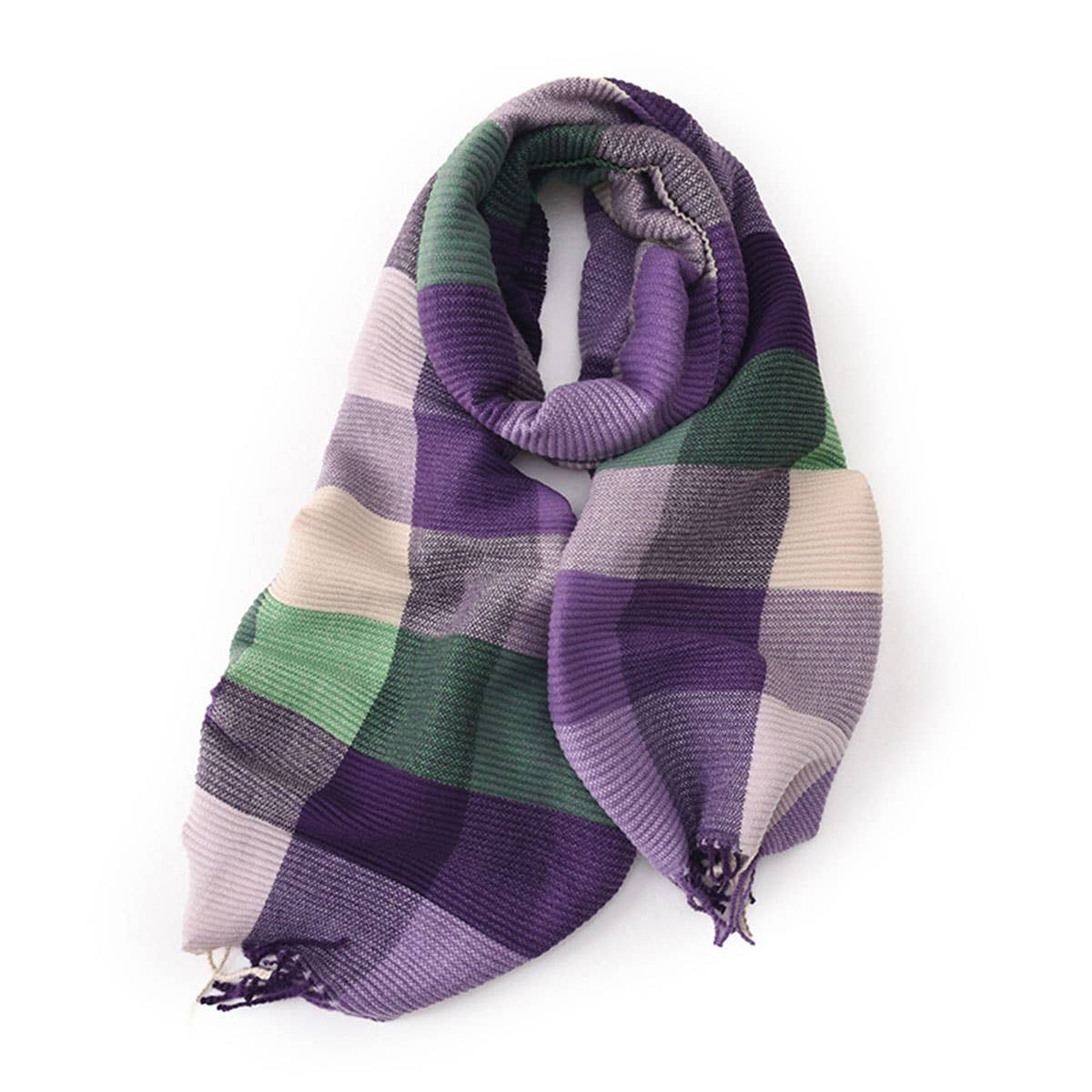 Crinkle Plaid Winter Scarf ? Unisex Soft Wrap