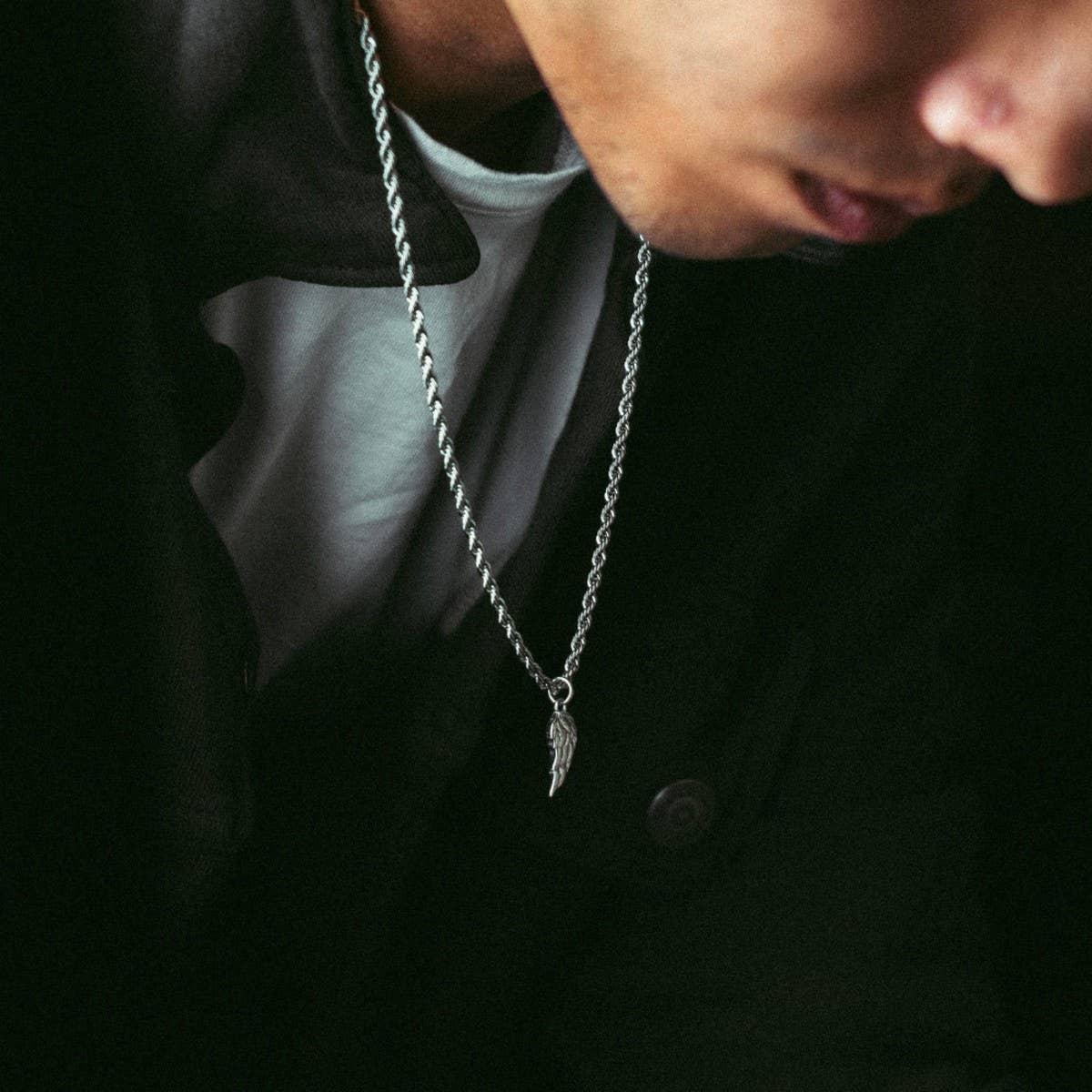 Stainless Steel Men's Wing Pendant Necklace_CWMM5558