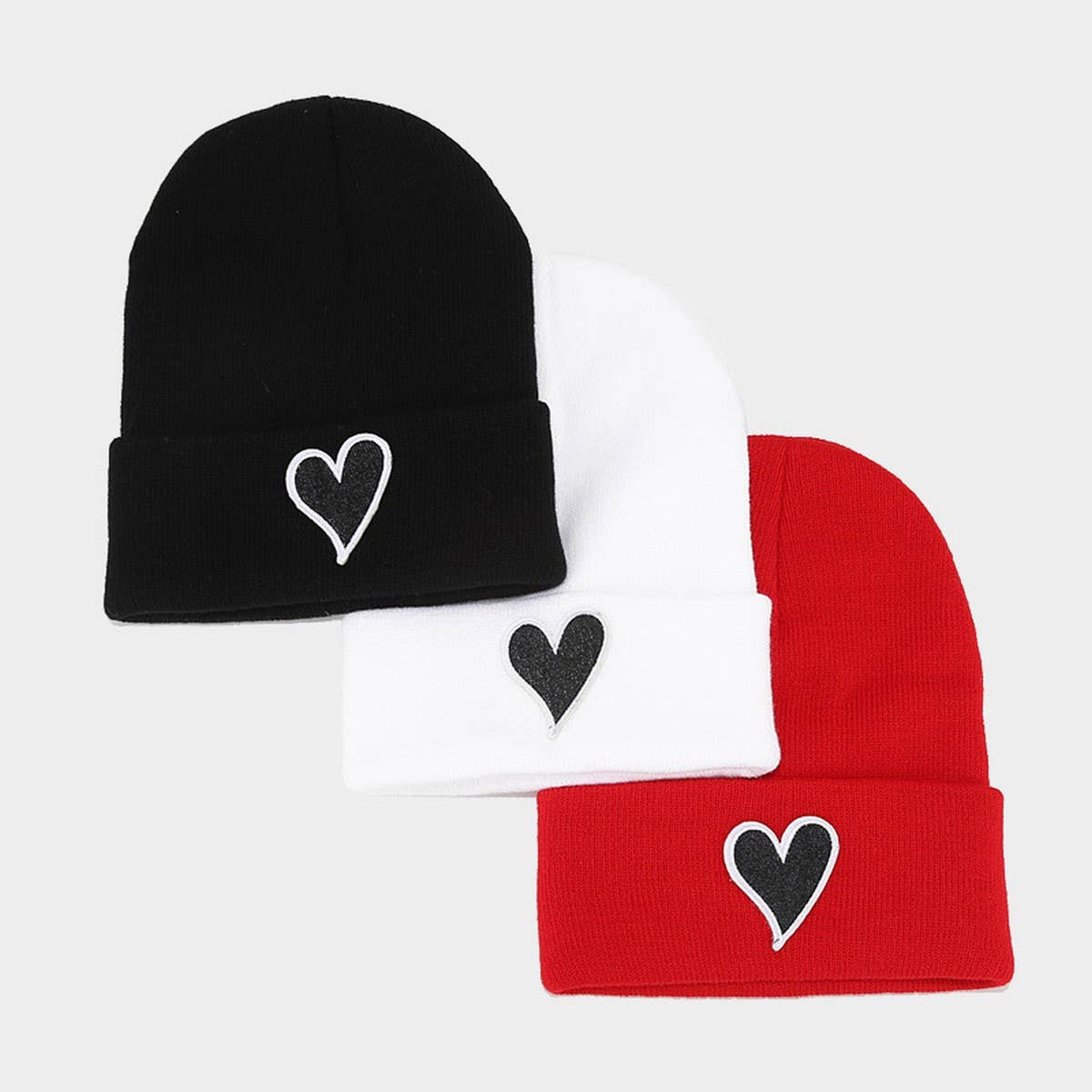 SIMPLE HEART PATCH PILE HAT KNITTED HAT_CWAH2085