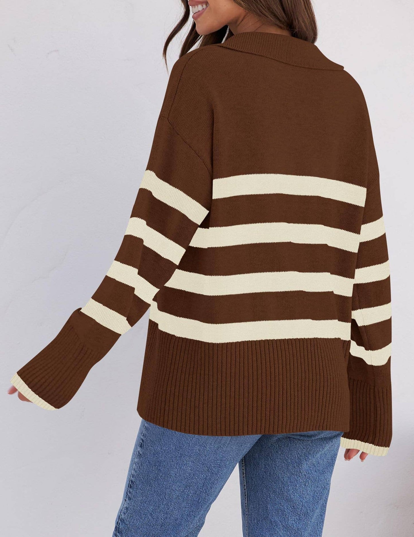 IT'S A STRIPED SWEATER WITH A STRIPED LAPEL