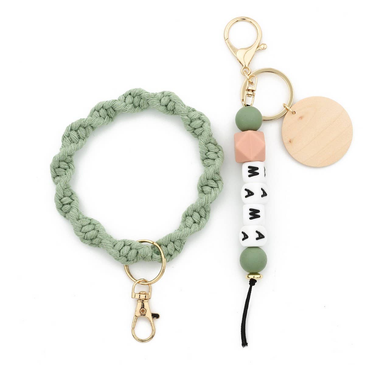 MAMA Letter Braided Silicone Bead Keychain