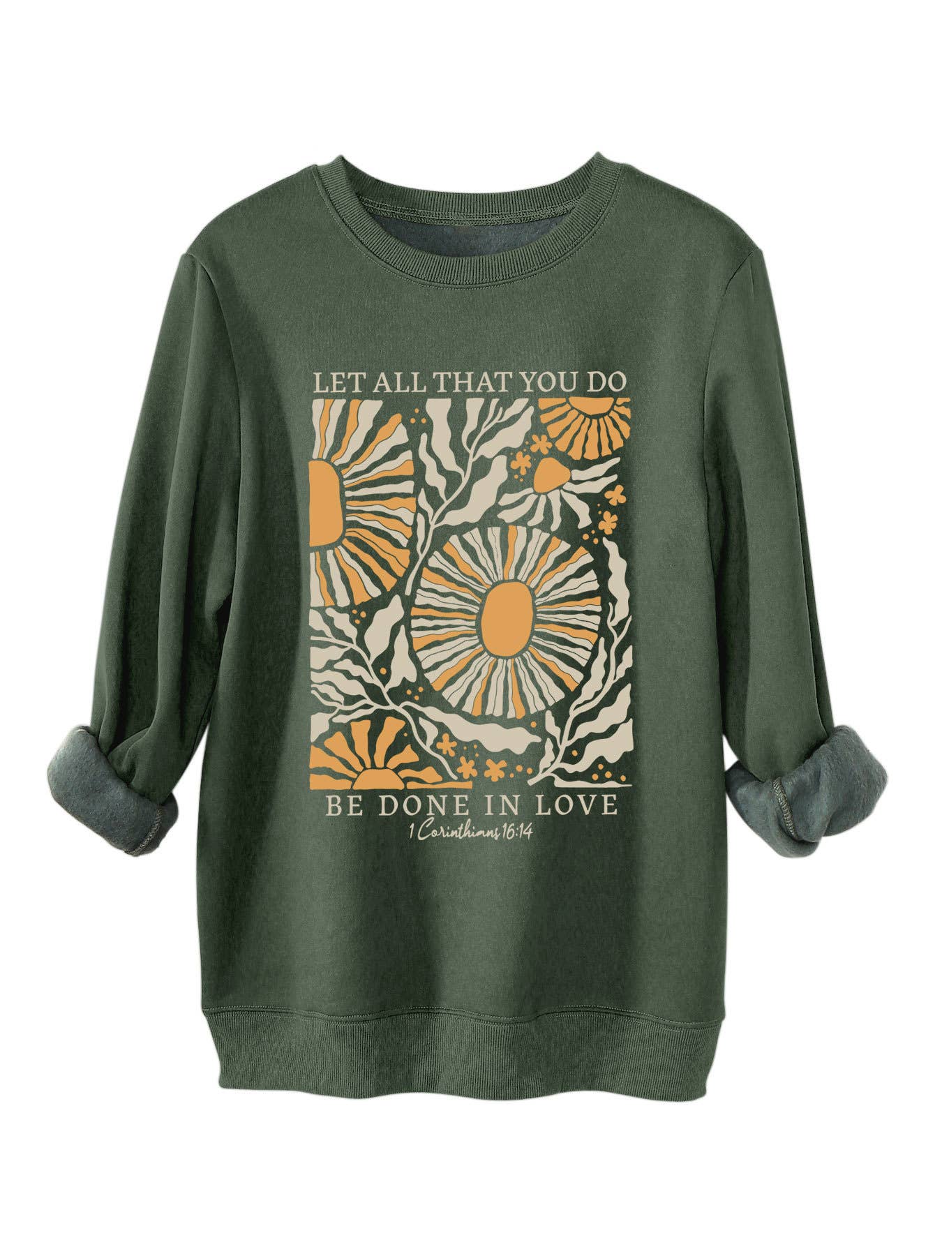 Fashion printed loose round-neck pullover hoodie