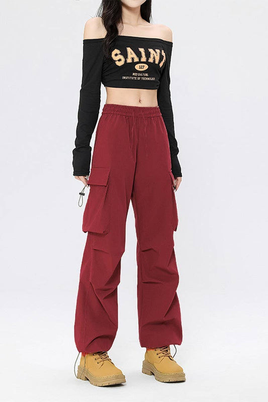 CWBLP00920_AUTUMN STRAIGHT HIGH WAIST SLIM LOOSE PANTS