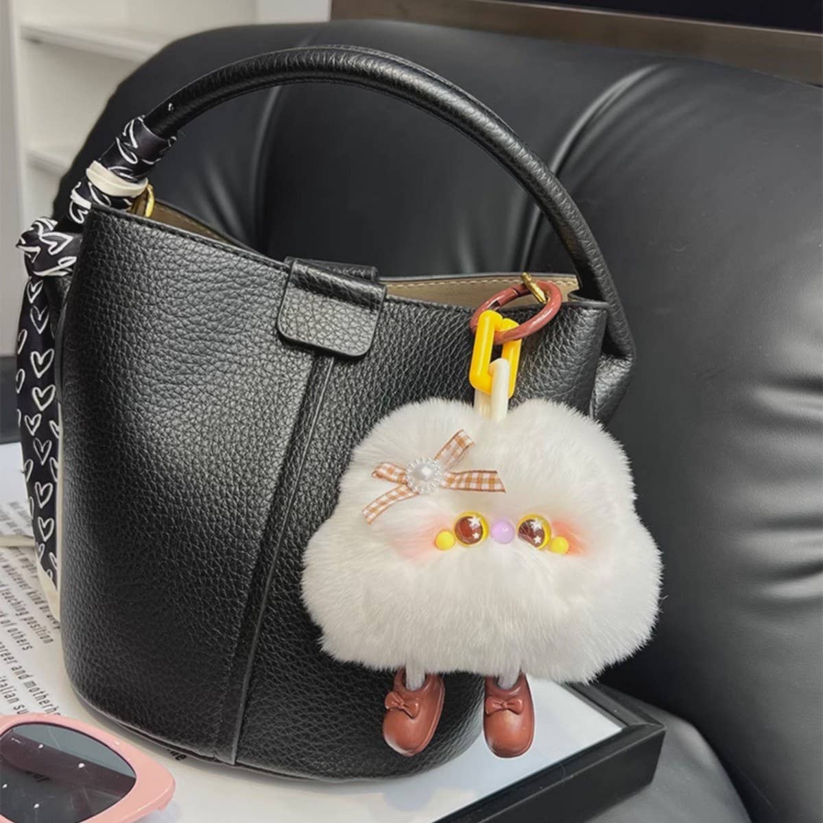 CUTE PLUSH CLOUD CAR KEYCHAIN BAG PENDANT