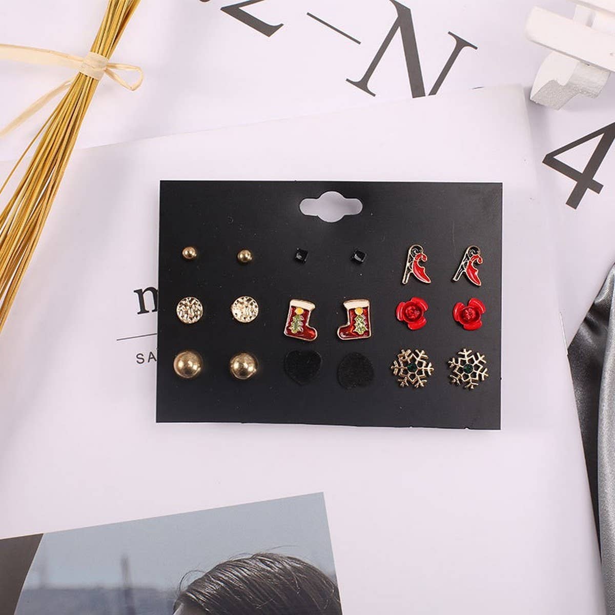 CHRISTMAS EARRING COMBINATION CARTOON EARRING SET