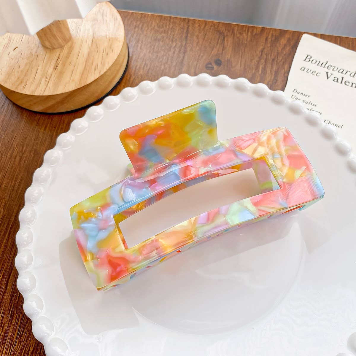 Acetate board style candy-colored hair clip