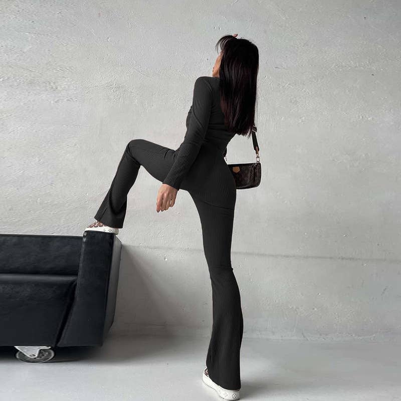 SOLID COLOR SLIM-FIT JACKET TROUSERS TWOPIECE SET